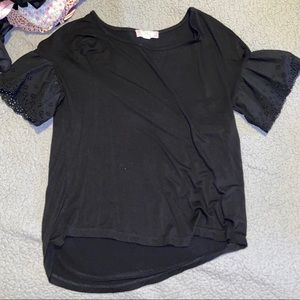 Black short sleeve tee with ruffles